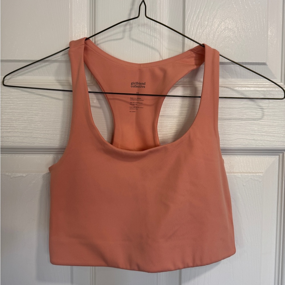 NWOT Girlfriend Collective Paloma Racerback Sports Bra, Peach/Coral, XS